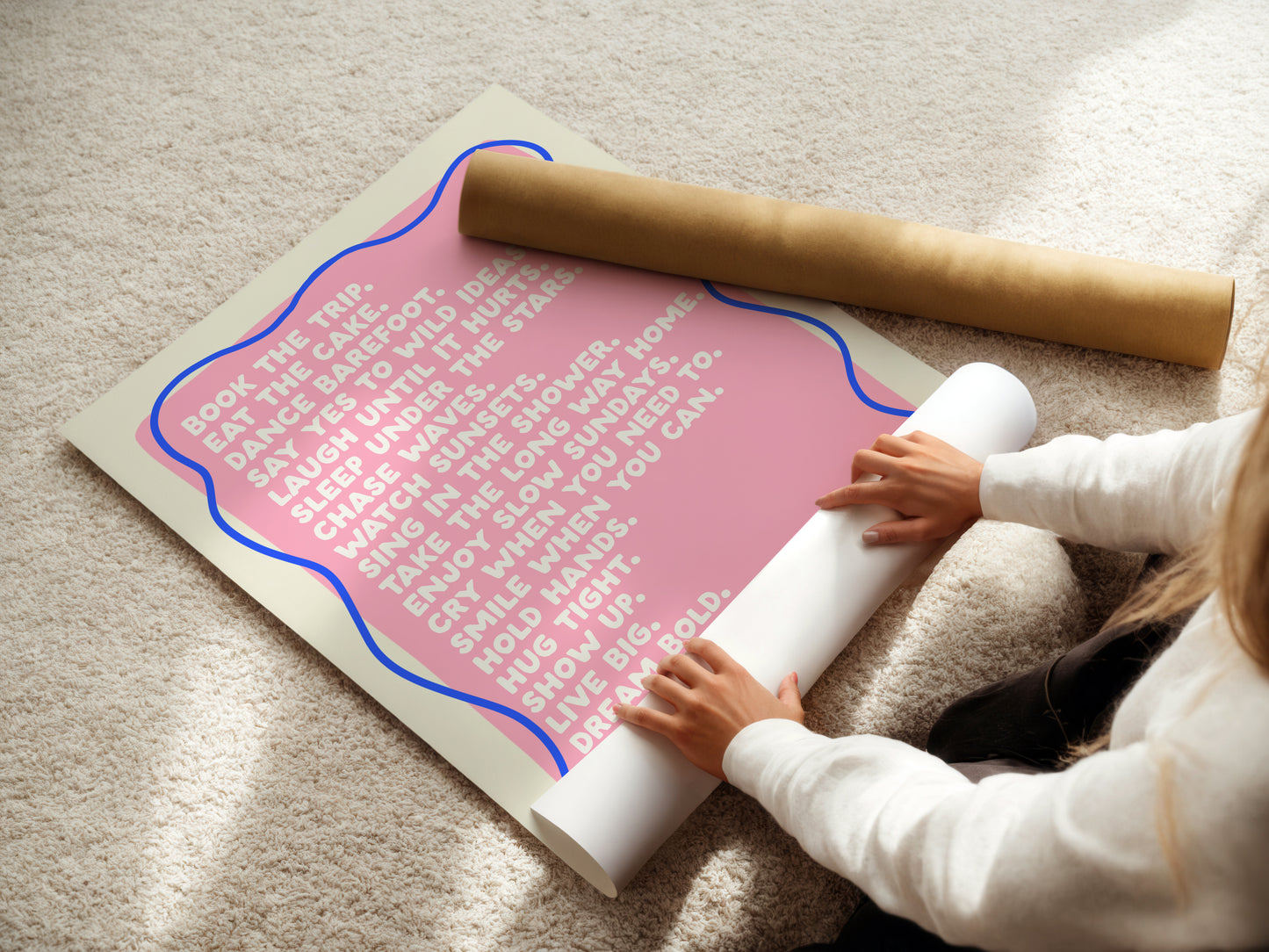 Hold Tight to the Happy – Life Advice Print (Two Colourways)