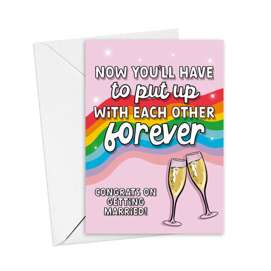 Stuck Together Forever- Newly Married Congratulations Card